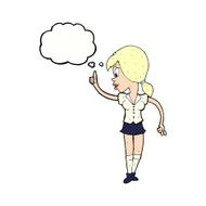 cartoon girl with idea thought bubble N18