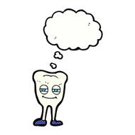 cartoon smiling tooth with thought bubble N10