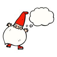 cartoon tiny santa with thought bubble N18