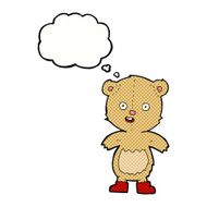 cartoon happy teddy bear in boots with thought bubble N6