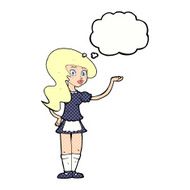 cartoon waitress with thought bubble N29