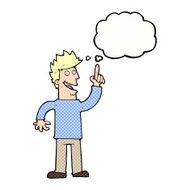 cartoon man with great new idea thought bubble N9