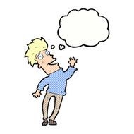 cartoon happy man with thought bubble N440