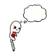 funny cartoon skull with thought bubble N20