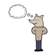 cartoon wolf man with thought bubble N43