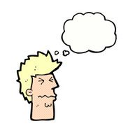 cartoon stressed out face with thought bubble N10