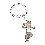 cartoon wolf man with thought bubble N44