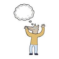 cartoon wolf man with thought bubble N45