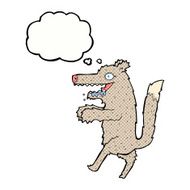 cartoon big bad wolf with thought bubble N4