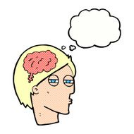 cartoon man thinking carefully with thought bubble N10