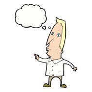 cartoon pointing man with thought bubble N80