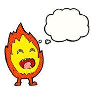cartoon flame character with thought bubble N10