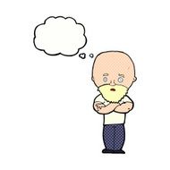 cartoon shocked bald man with beard thought bubble N10