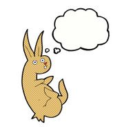 cue cartoon rabbit with thought bubble N10