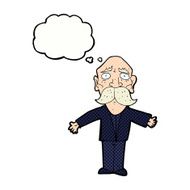 cartoon disapointed old man with thought bubble N2