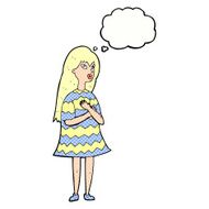 cartoon surprised girl with thought bubble N20