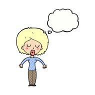 cartoon woman with closed eyes thought bubble N10