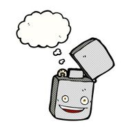 cartoon metal lighter with thought bubble N2