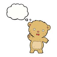 cartoon unhappy teddy bear with thought bubble N4