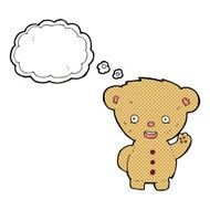 cartoon teddy bear waving with thought bubble N11