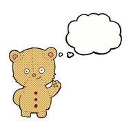 cartoon teddy bear waving with thought bubble N12
