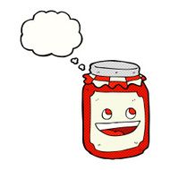 cartoon jar of preserve with thought bubble N2