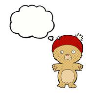 cartoon cute teddy bear in hat with thought bubble N12