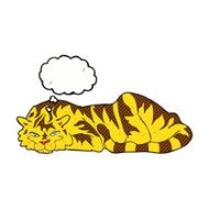 cartoon resting tiger with thought bubble N9