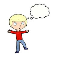 cartoon startled boy with thought bubble N28