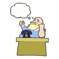 cartoon arrogant boss man with thought bubble N10