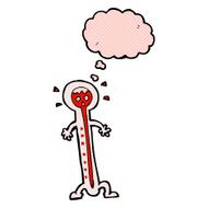 cartoon hot thermometer with thought bubble N9