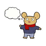 cartoon mouse in clothes with thought bubble N10