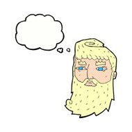 cartoon bearded man with thought bubble N45