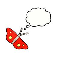 cartoon butterfly symbol with thought bubble N2