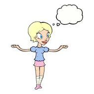 cartoon woman with arms spread wide thought bubble N10
