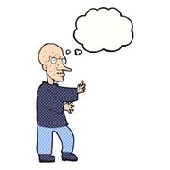 cartoon mean looking man with thought bubble N10