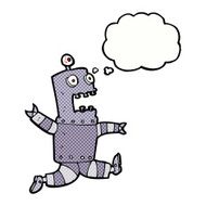 cartoon terrified robot with thought bubble N10