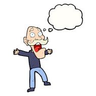 cartoon shocked old man with thought bubble N29