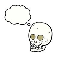 cartoon skull with thought bubble N28