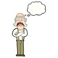 cartoon shocked old man with thought bubble N30