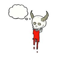 cartoon spooky halloween skull with thought bubble N10