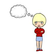 Cartoon Annoyed Woman With Thought Bubble N175