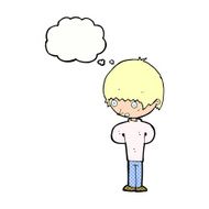 cartoon nervous boy with thought bubble N10