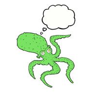 cartoon octopus with thought bubble N28