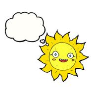 cartoon happy sun with thought bubble N12
