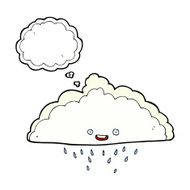 cartoon rain cloud with thought bubble N16
