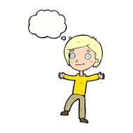 cartoon excited boy with thought bubble N140