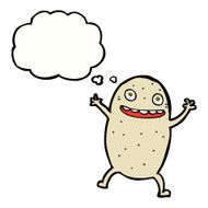 cartoon happy potato with thought bubble N10