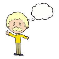 cartoon man with mustache waving thought bubble N29