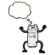 cartoon robot with thought bubble N166